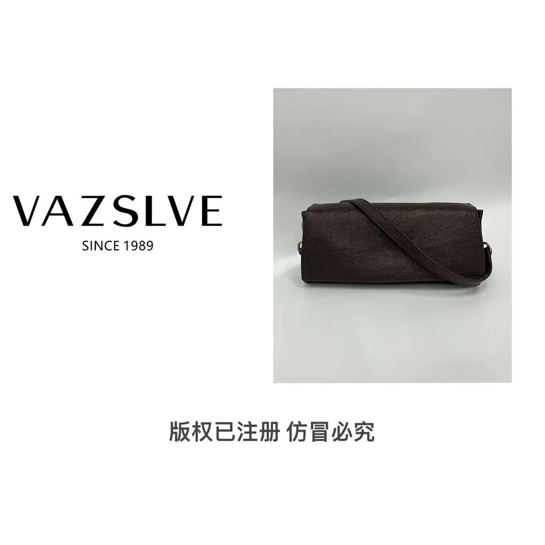 VAZSLVE/春夏新款复古真皮轻奢斜挎包#KM-162-咖啡色