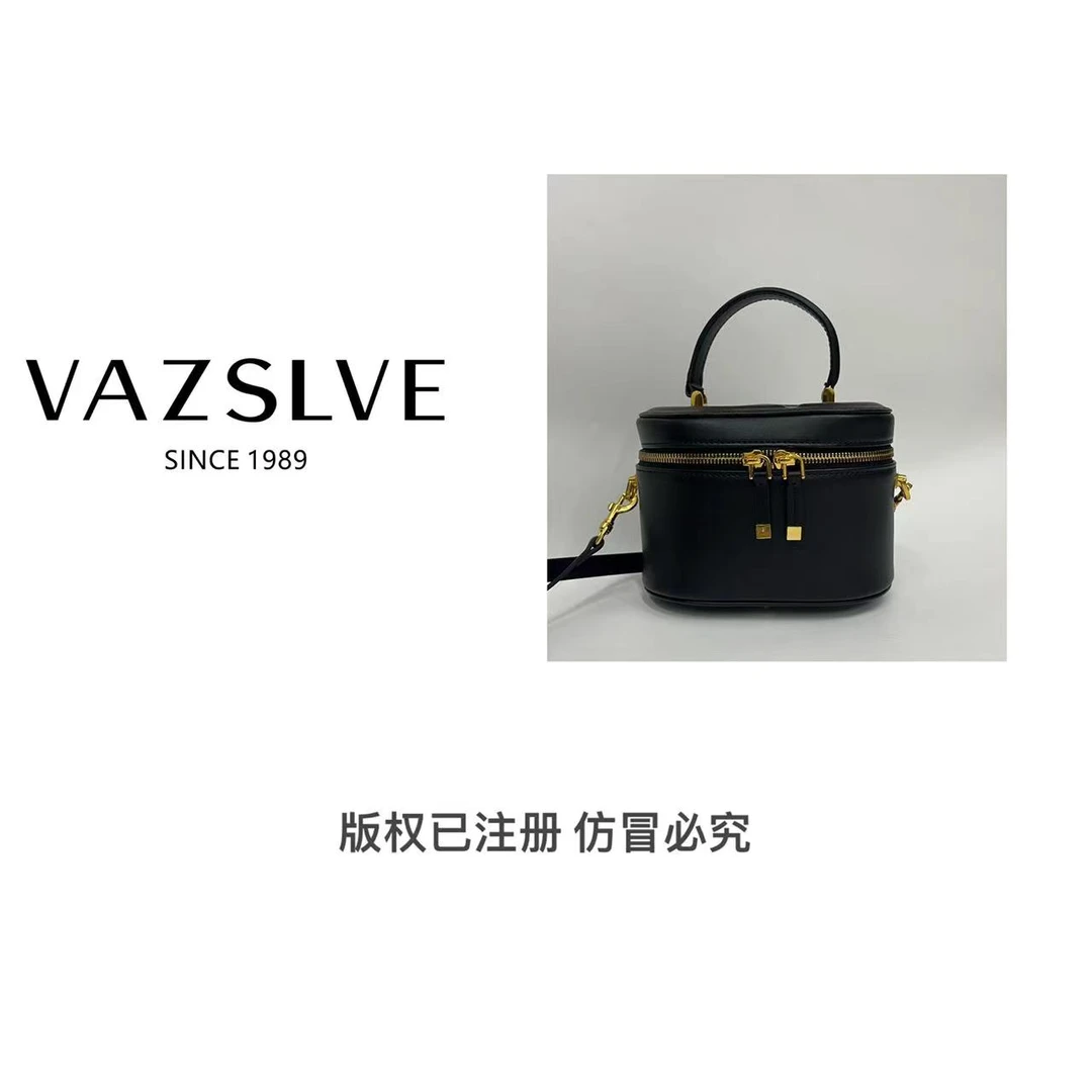 VAZSLVE/春夏新款复古真皮轻奢斜挎包#5230-黑色