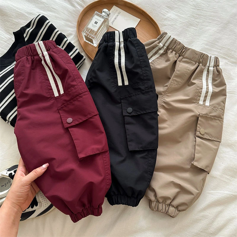 【小扬哥推荐】童装儿童加绒工装裤2024冬款加厚保暖长裤宝宝大口袋