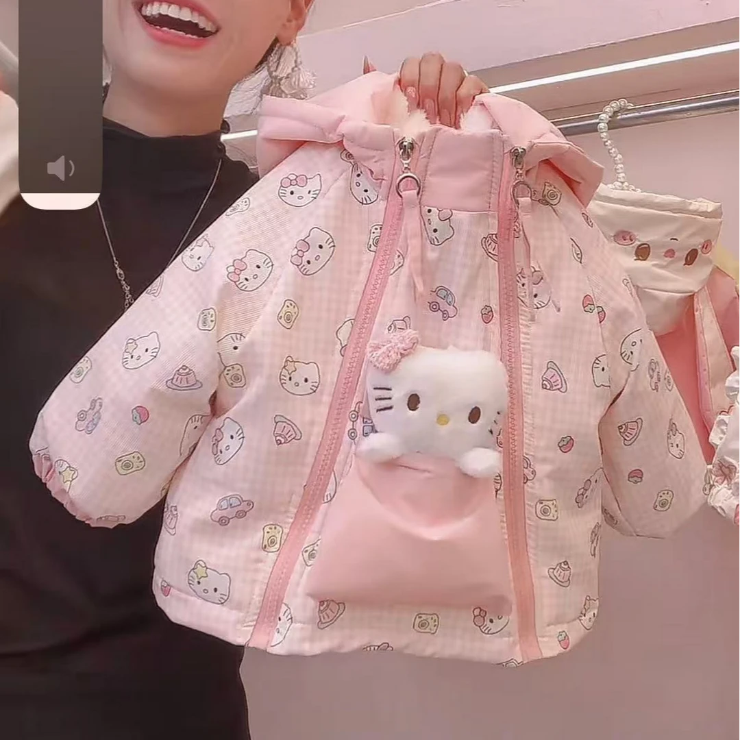 N3513 秋冬季新款女宝小猫咪可爱乖萌女童卡通秋天连帽外套