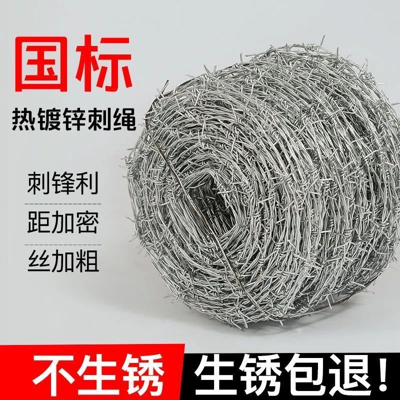 防盗刺绳防护网铁刺绳网刺铁丝防爬刺铁蒺藜围栏墙镀锌不锈钢厂家