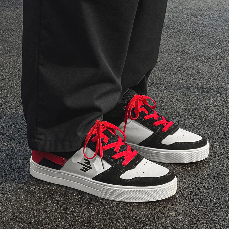 尖客潮春夏黑红色低帮专业运动滑板鞋学生男女耐磨情侣休闲板鞋