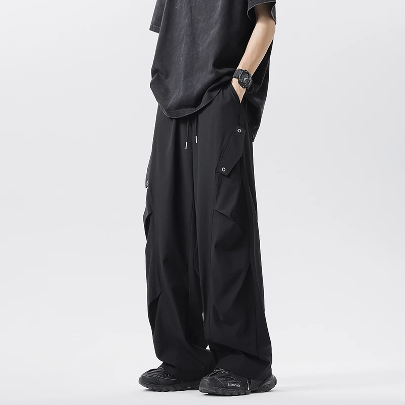 NNEFC 美式潮牌冰丝速干伞兵冲锋男女夏季户外运动凉感褶皱休闲裤