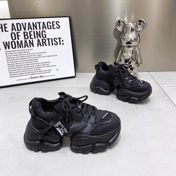 厚底增高老爹鞋女ins潮网面2023秋季韩版百搭时尚透气运动鞋休闲