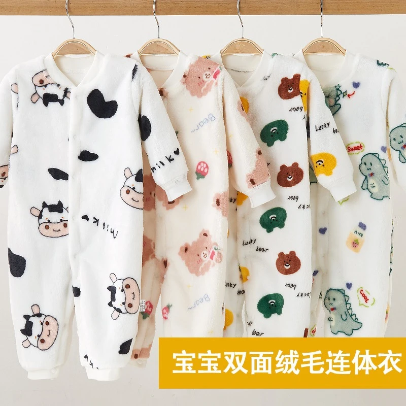秋冬婴儿男女宝宝新生儿春秋装加绒加厚连体保暖长袖长裤睡衣哈衣