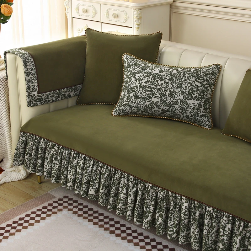 新款纯色高档沙发垫防滑四季款简约垫子法式风复古沙发套罩盖布