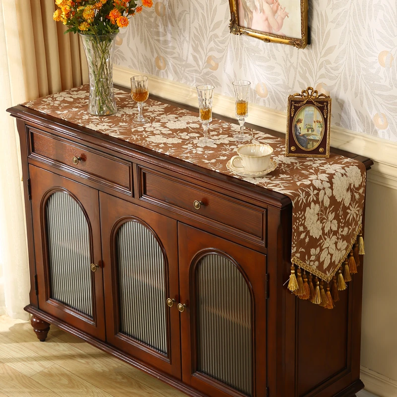 美式复古桌旗中古法式风长条茶几盖布斗柜电视柜装饰布高档奢华