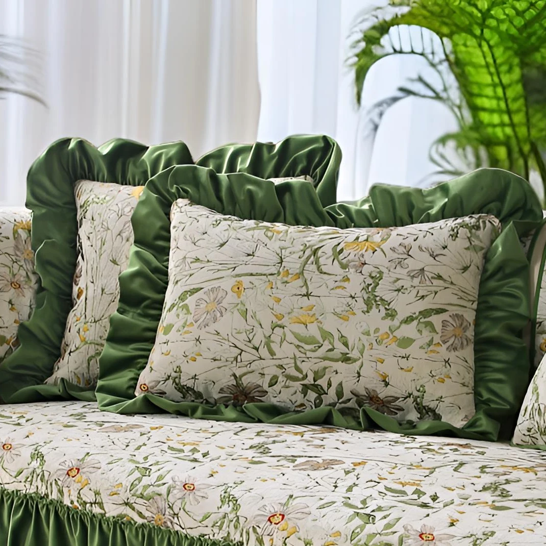 【山外花岛抱枕套】北欧风荷叶边抱枕套不含芯枕头沙发靠背枕床头枕