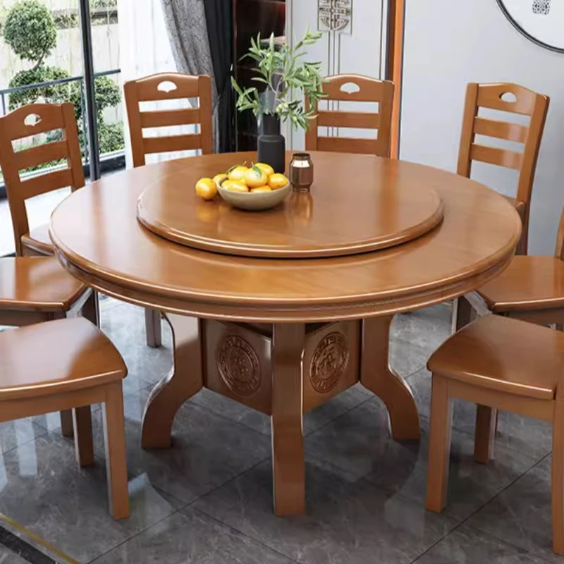 实木圆桌餐桌餐桌椅网红款极简家居家具吃饭桌套装家用组合圆形