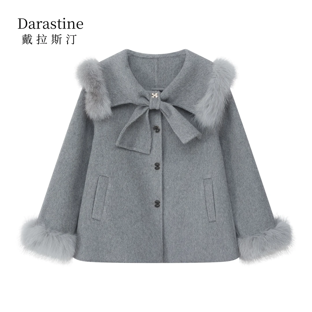 【高高甄选】Darastine戴拉斯汀千金甜美狐狸毛双面羊毛大衣C028