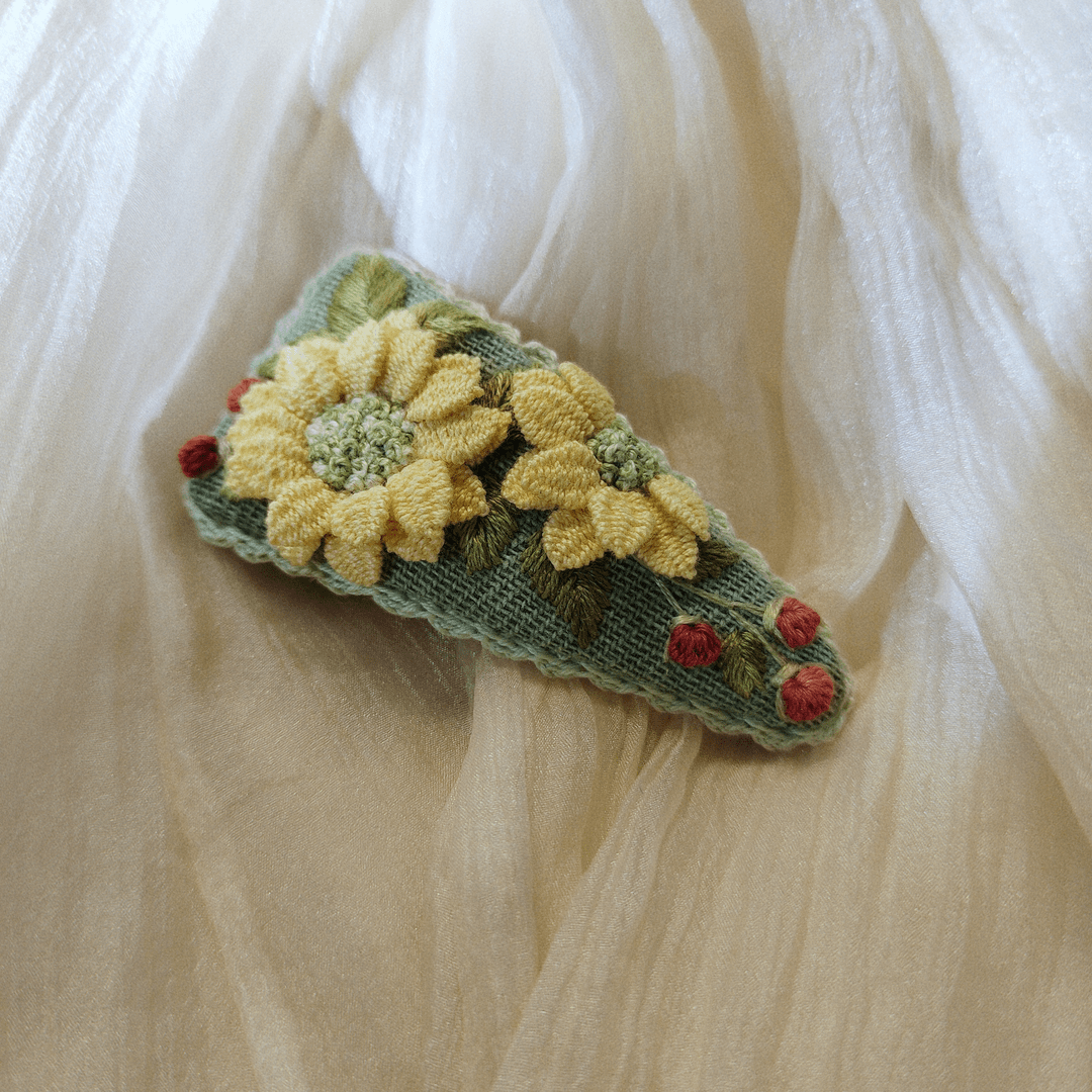 苏回手工——向日葵发夹（6cm掰掰夹）