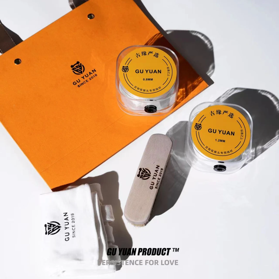 GuYuan古缘出品-【文玩保养套装】扁丝弹力线纯棉手套猪鬃刷