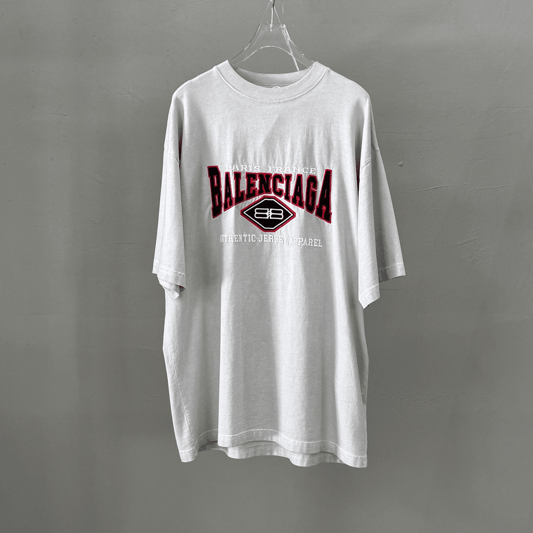 全新未使用 Balenciaga/巴黎世家 BB字母刺绣圆领T恤/S码/SW23856