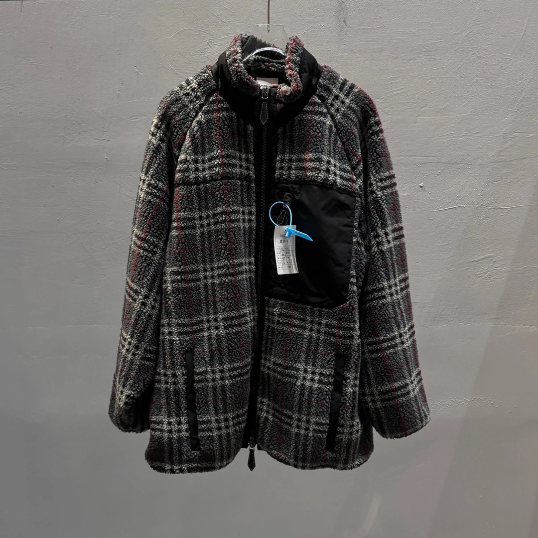 99新 BURBERRY/博柏利 摇粒绒格纹拉链外套/XL码/Sw23507