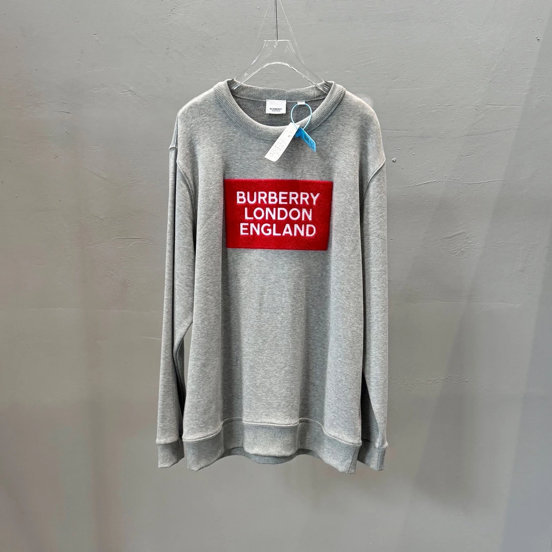 99新 BURBERRY/博柏利 植绒字母印花logo卫衣/L码/Sw23595