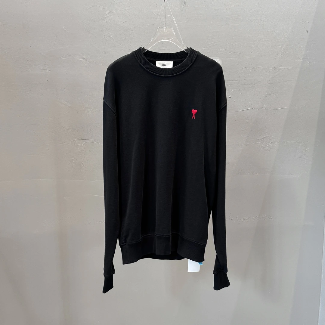 99新   Ami Paris/艾秘 SS21Logo图案圆领长袖卫衣/M码/SW23885