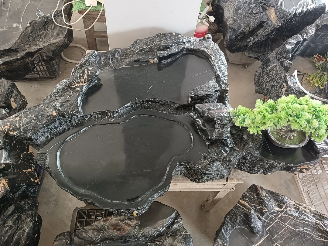 灵璧石茶盘批发手工雕刻黑色