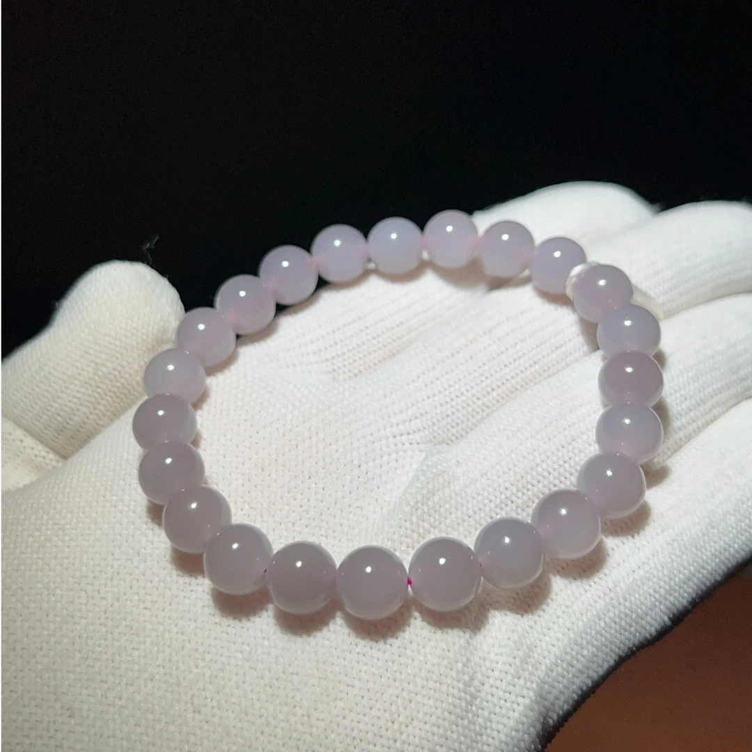 和田玉青海料烟紫8mm圆珠手串