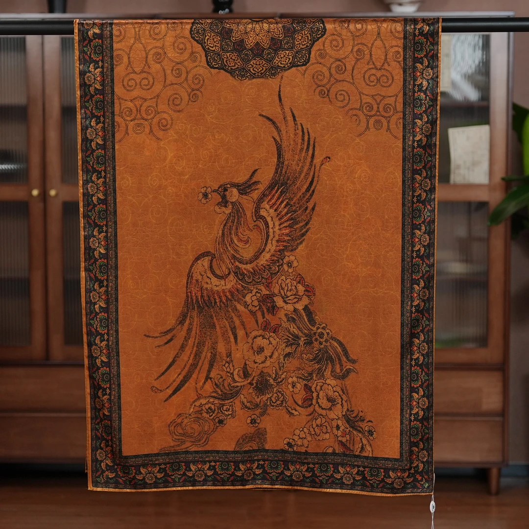 【D74-202有凤来仪】180*70丝巾时尚女士日常中国风双层薄百搭双面