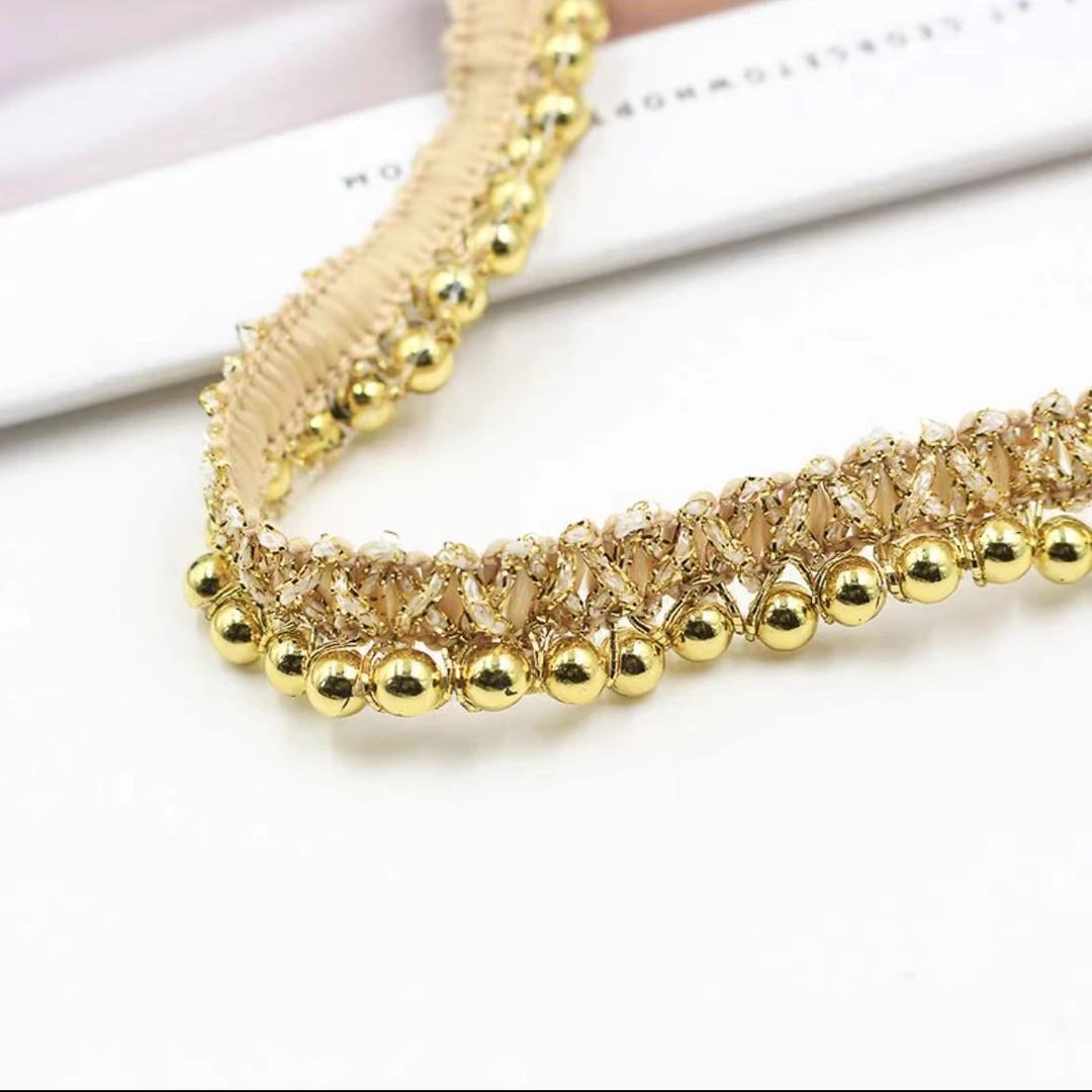 1.5cm珍珠金丝花边辅料 diy手工服装饰品配件帽子家居窗帘配件