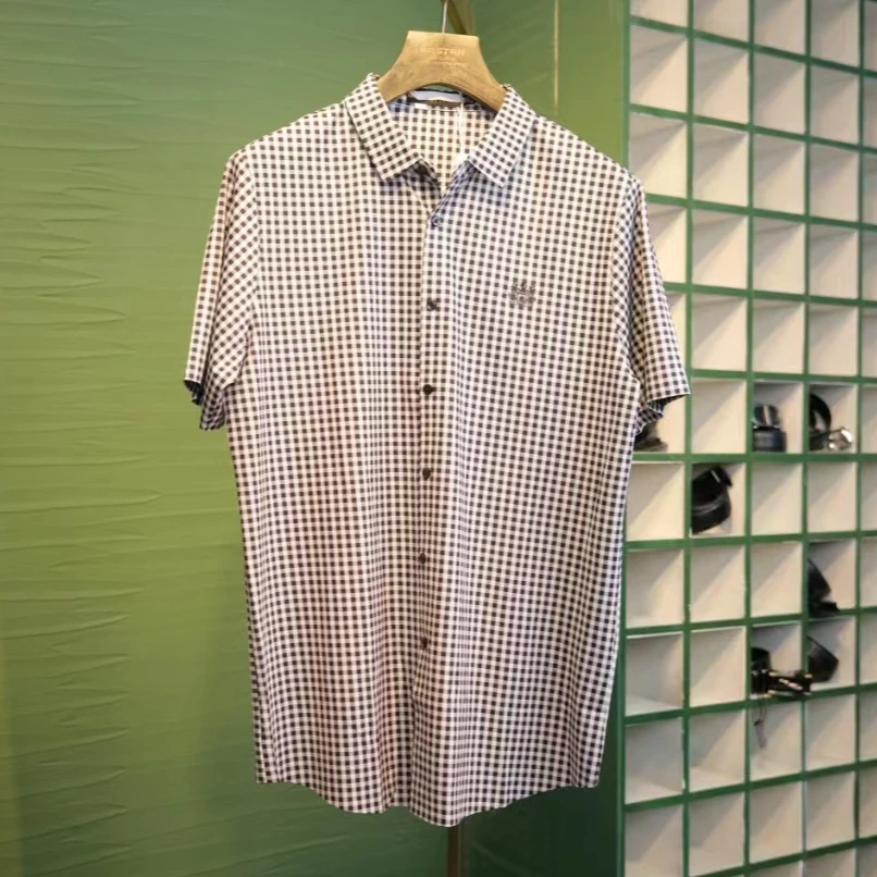 KASTAN2024新款衬衫男士时尚休闲夏季春夏潮流格纹百搭轻奢