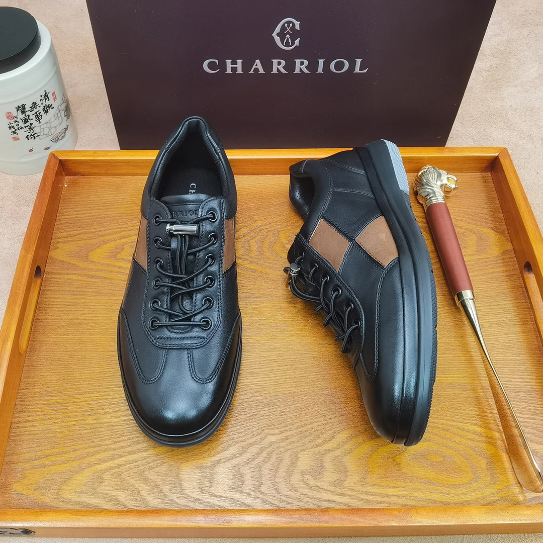 【夏利豪正品保障】1180男士运动百搭真皮潮流商务休闲鞋