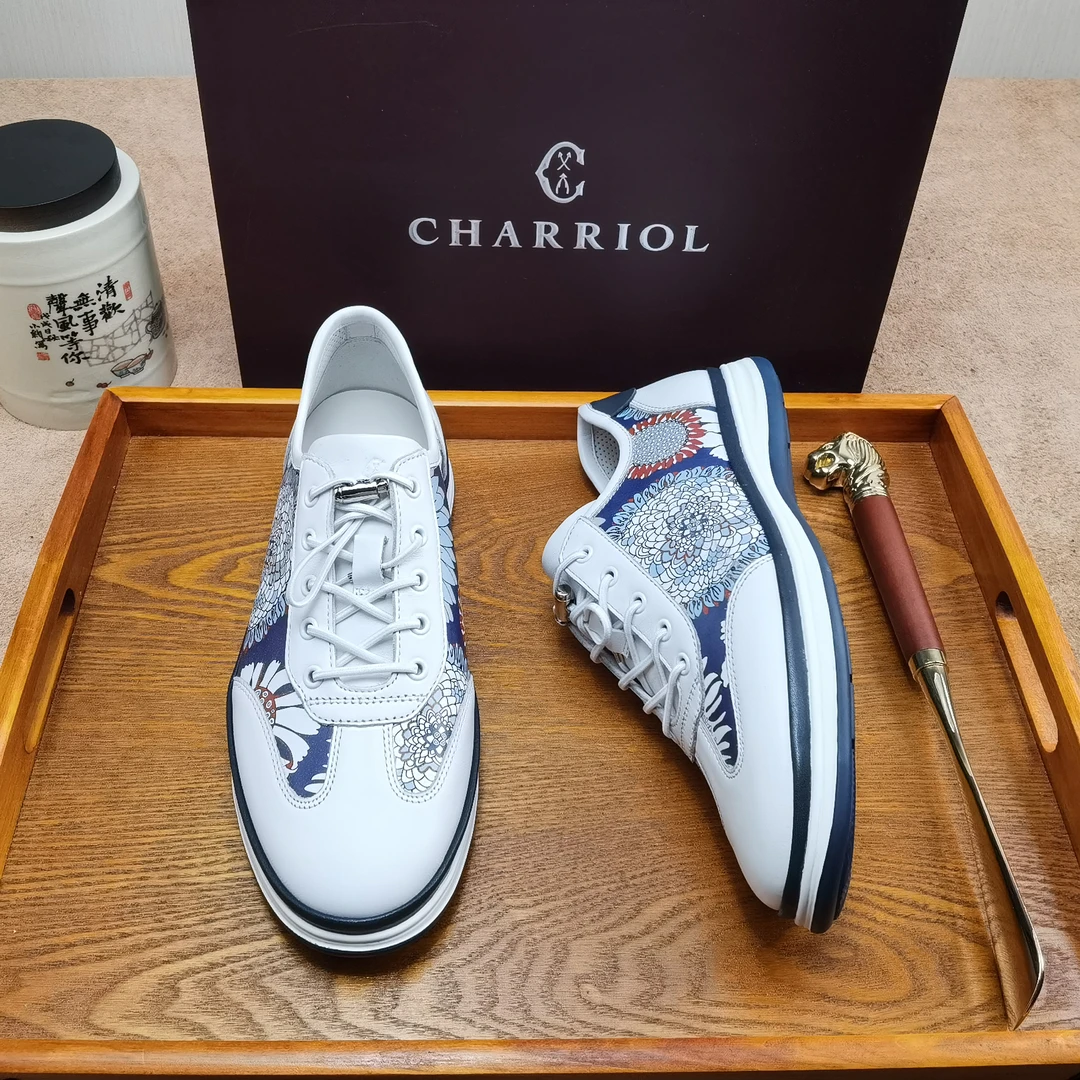 【夏利豪正品保障】1169男士白色轻奢百搭透气真皮潮鞋休闲鞋