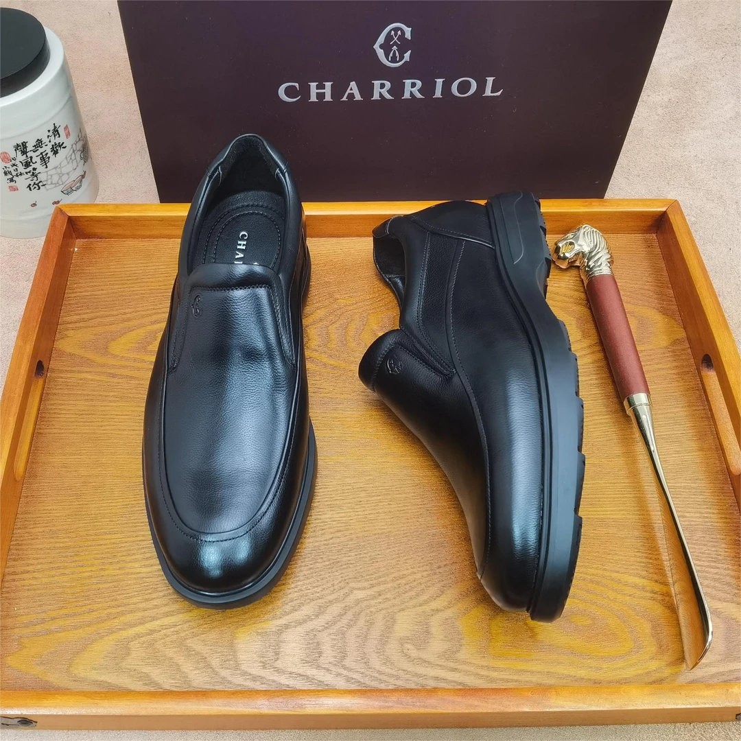 【夏利豪正品保障】1129休闲男皮鞋男士男款舒适百搭真皮乐福鞋