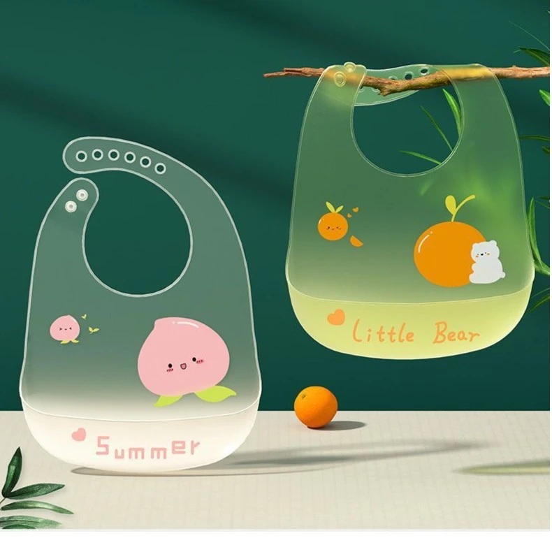 宝宝吃饭硅胶围兜轻薄款婴儿辅食饭兜防水免洗轻便立体宝宝围兜