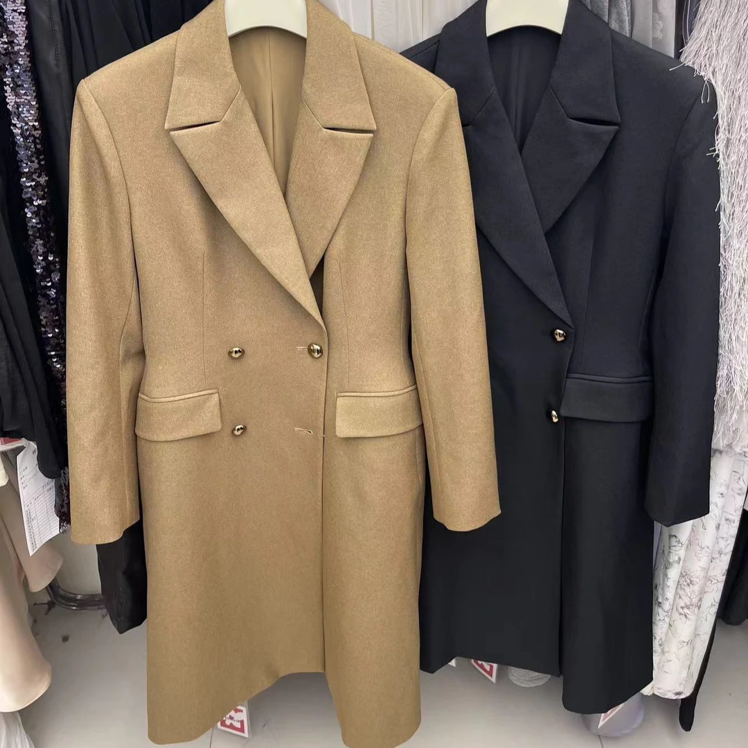 Ching ging/顷之收腰沙漏型双C葫芦型西装长外套 赫本风 1686