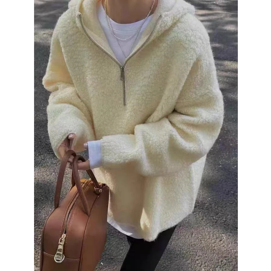 2024秋冬新款百搭宽松加厚羊毛连帽衫外套 8082