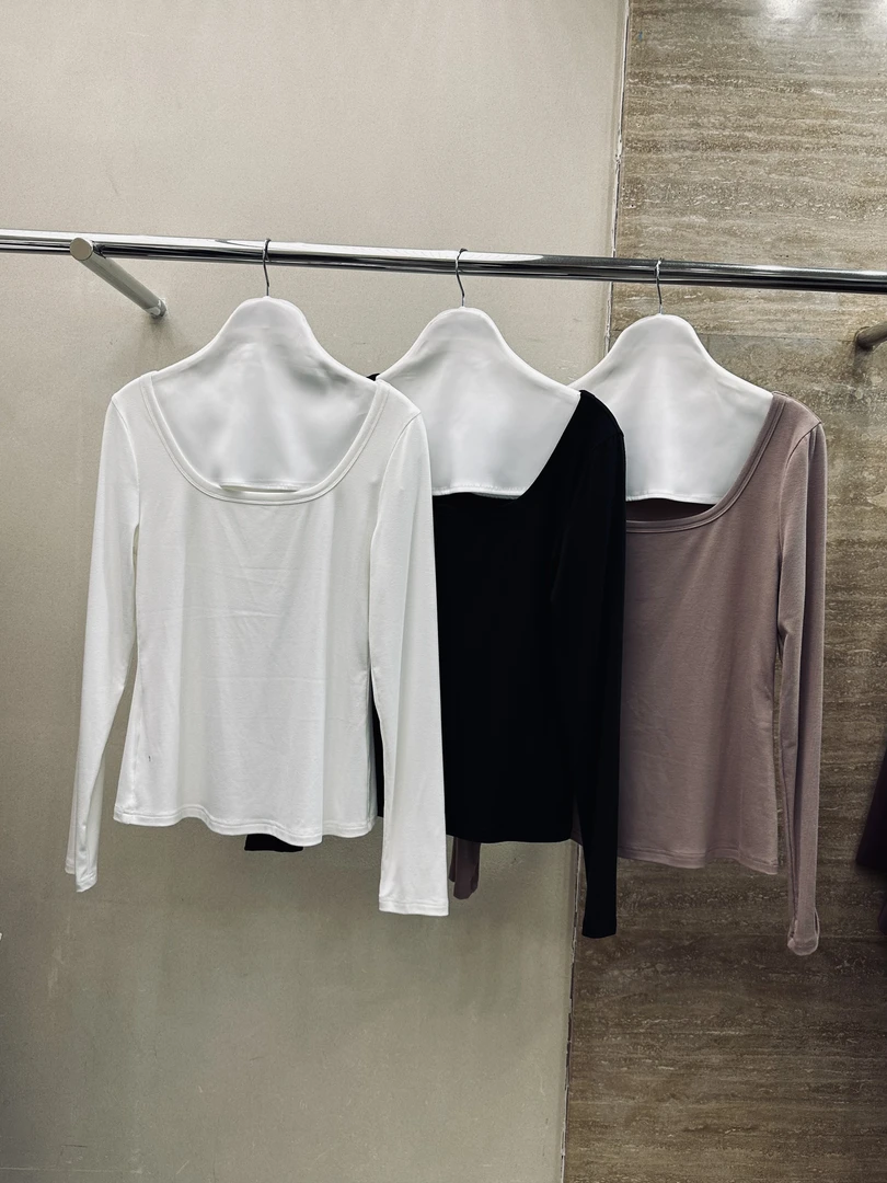 U领长袖高弹T恤 1661