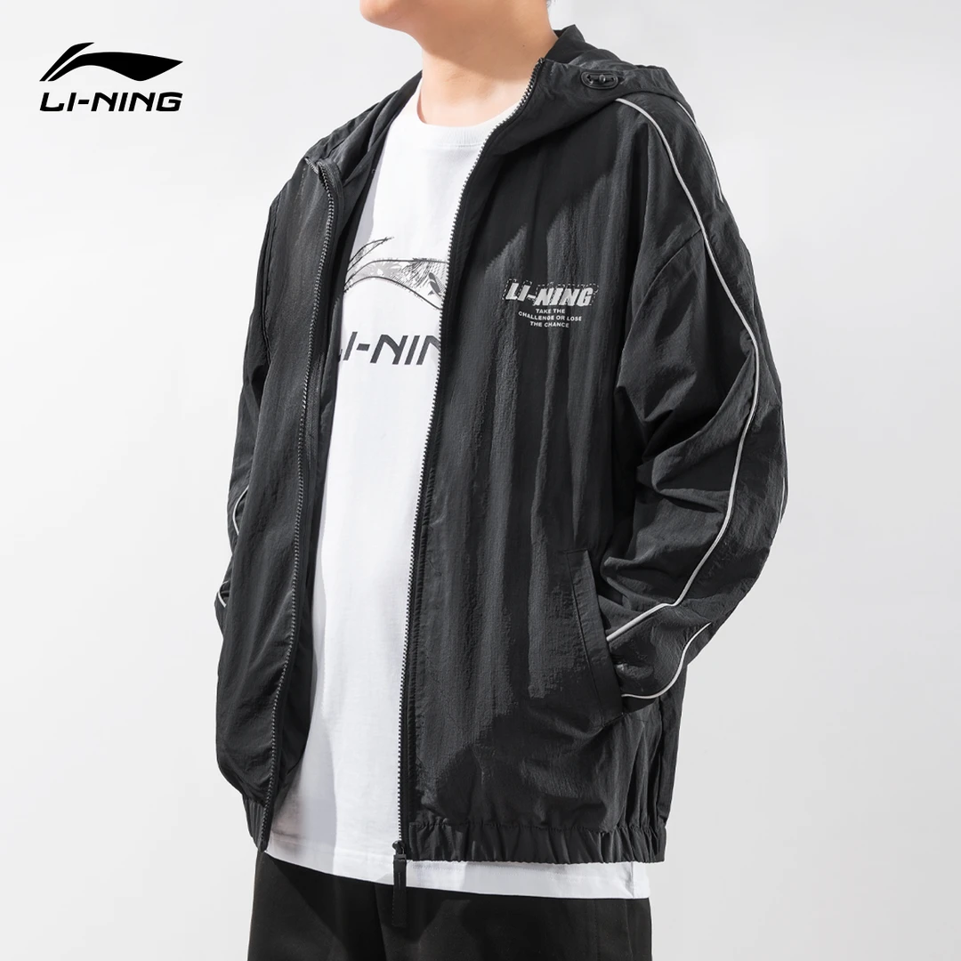 李宁/LI-NING荷叶风衣防泼水春季新款情侣外套户外露营防风服开衫
