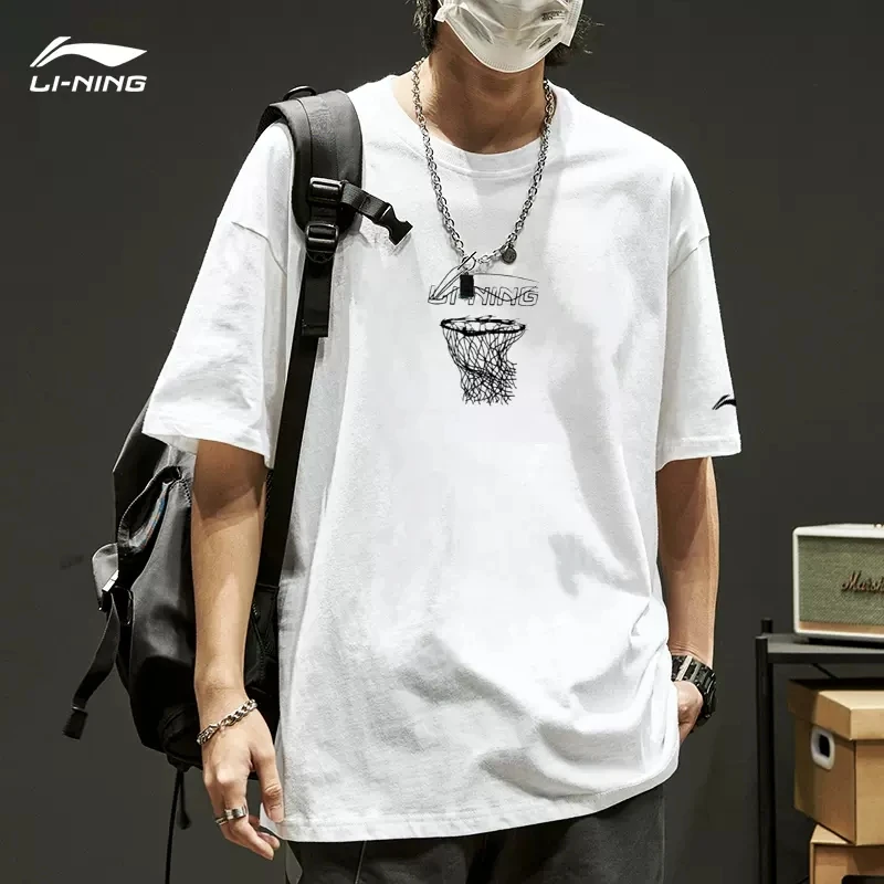 LI-NING/李宁短袖t恤男款夏季新款潮牌纯棉透气衣服男士宽松运动