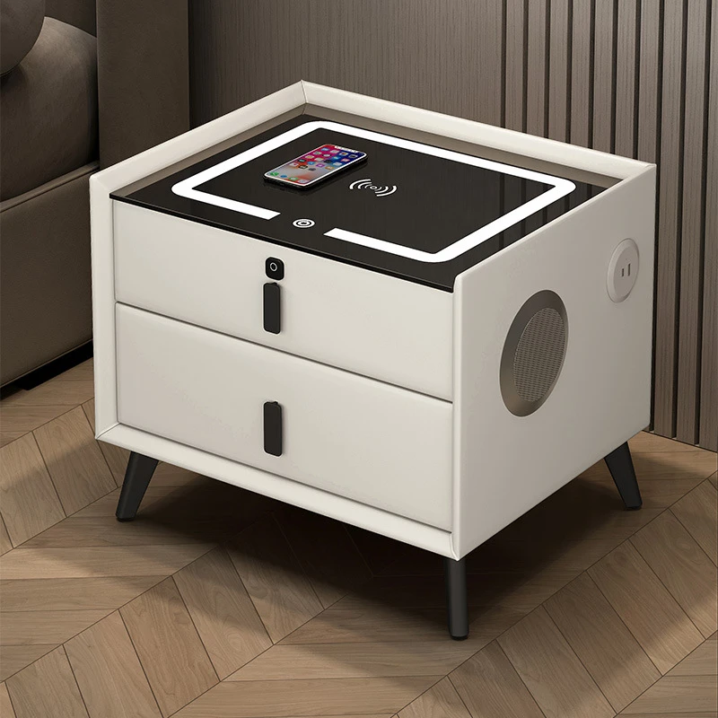 智能床头柜2025蓝牙音响带锁无线充电家用卧室储物现代简约床边柜