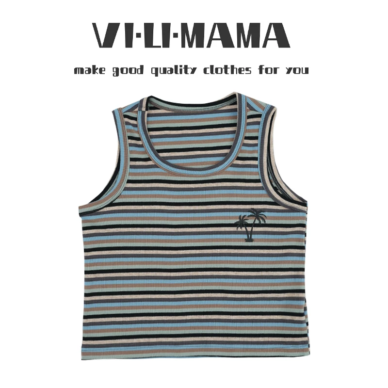 vilimama2024年夏款坑条针织条纹背心64085