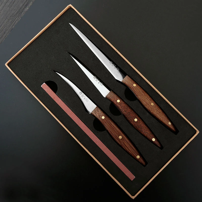 厨房雕刻刀三件套钼钒不锈钢主刀雕花锋利包邮牛排刀小刀家用剔骨