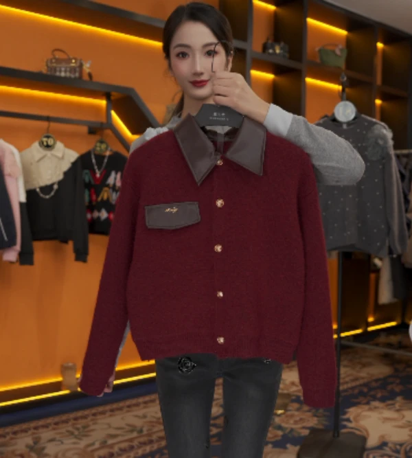 【Linda专属】【24】设计师款时尚毛衣圆领拼接提花毛衣JC-A2809