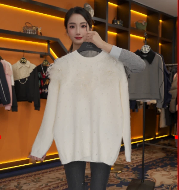 【Linda专属】【81】设计师款时尚秋冬钉珠毛衣JC-A2808