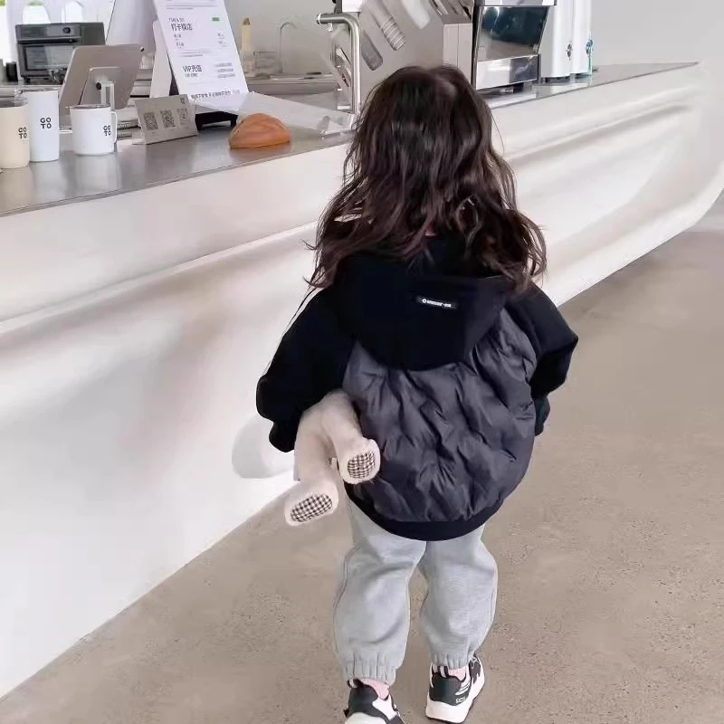 女童棉服2024秋冬季新款宝宝儿童外套韩版洋气加厚连帽夹棉袄棉衣