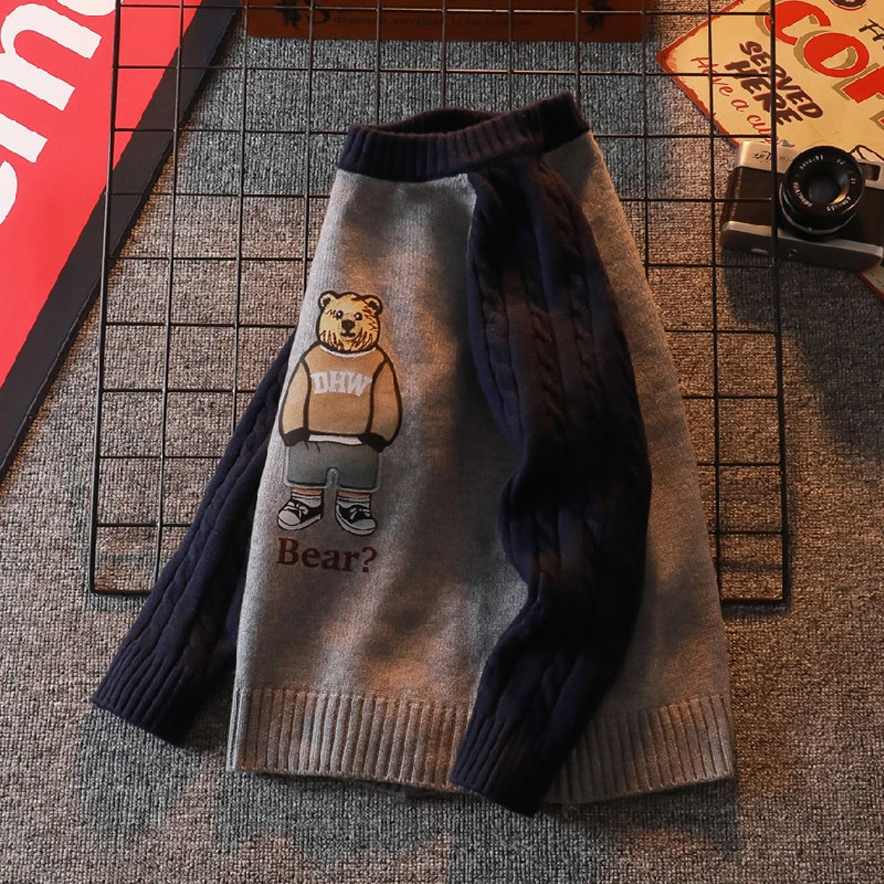 男童毛衣秋冬新款男孩洋气上衣中大童毛线衣服儿童针织衫加绒加厚