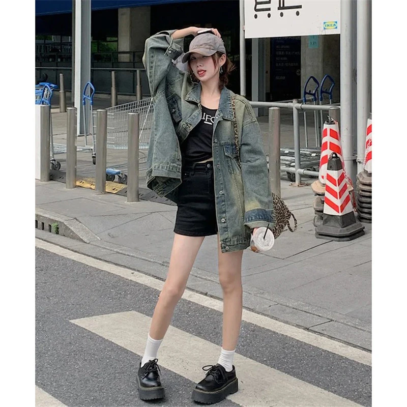 美式复古牛仔外套女春秋2025年秋季新款宽松设计慵懒休闲夹克上衣