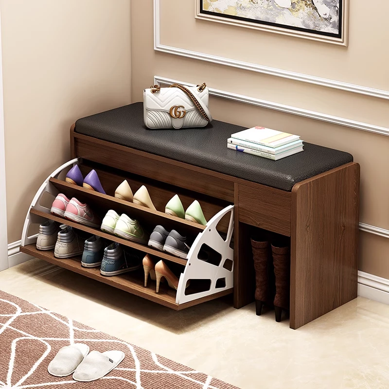 【涟梧家具】换鞋凳家用门口翻斗鞋柜结实带隔板收纳柜鞋柜坐凳