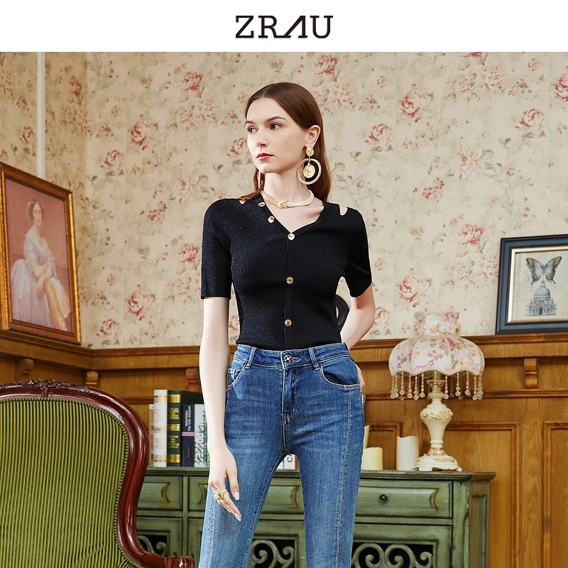 【专属】ZRAU舒适时尚黑色显瘦针织衫91050233051