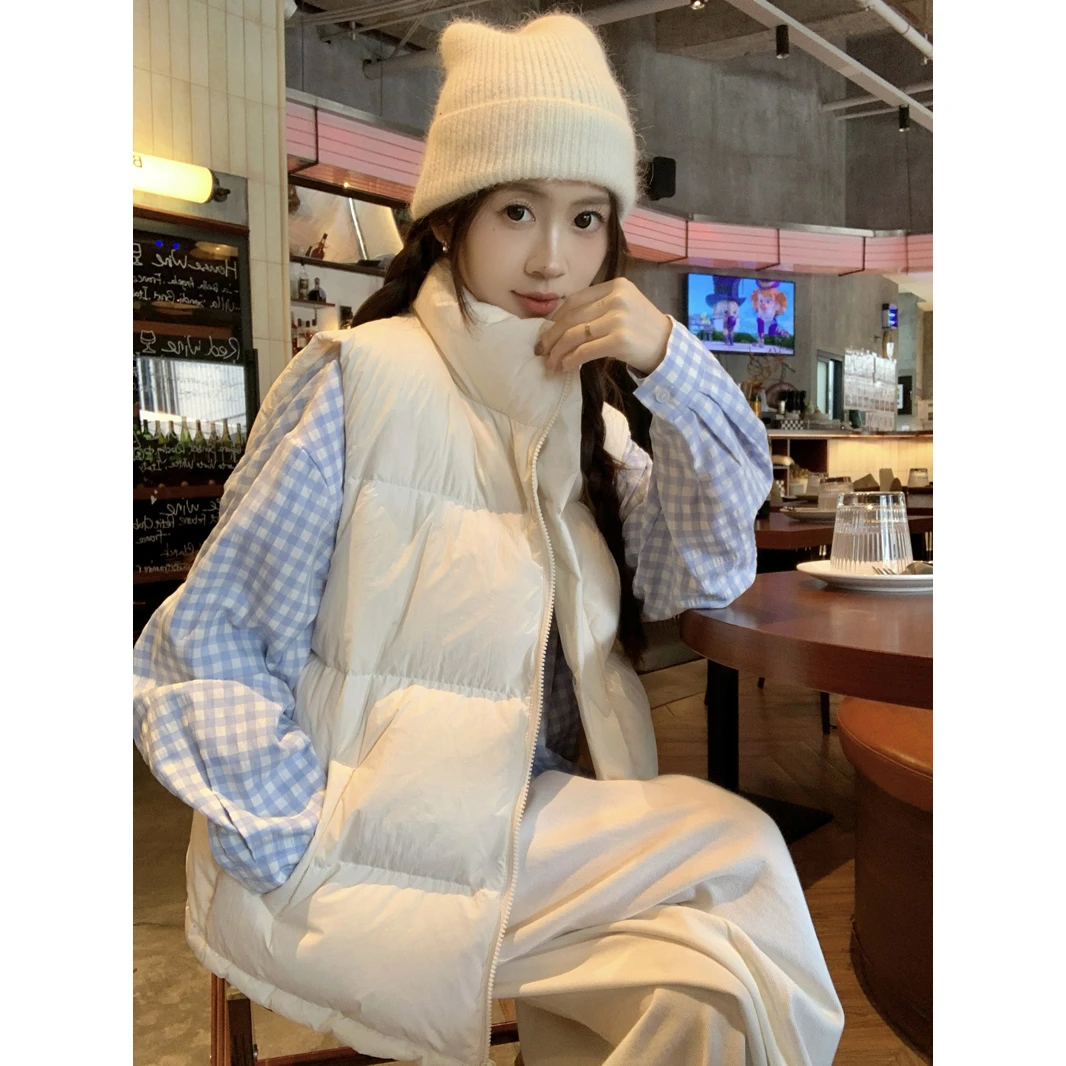 韩版时尚无袖立领马甲外套女秋冬2025新款百搭宽松防寒保暖上衣