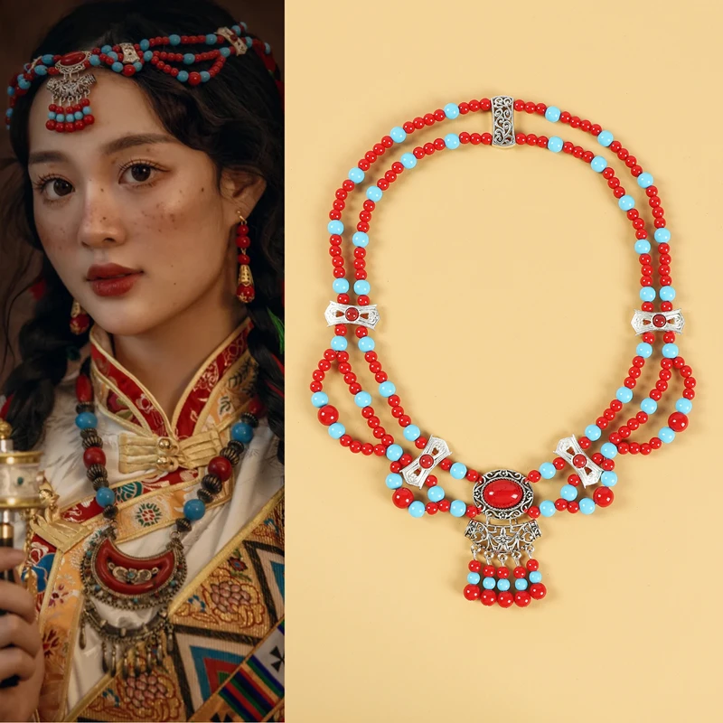 藏式复古民族风额饰异域风情额头链眉心坠西藏族拍照波西米亚头饰