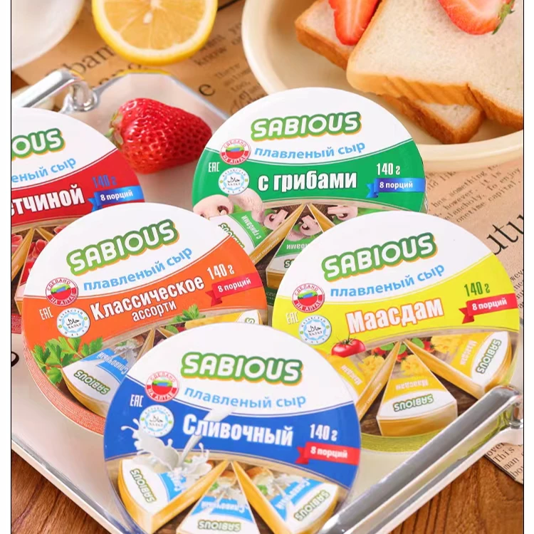 俄罗斯进口奶酪即食芝士原装赛百氏干酪奶酪烘焙140克/盒