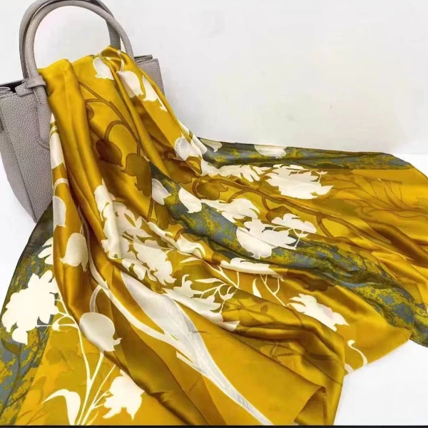 【金色年华】 高端精品优雅女士披肩80*180丽景缎丝巾围巾