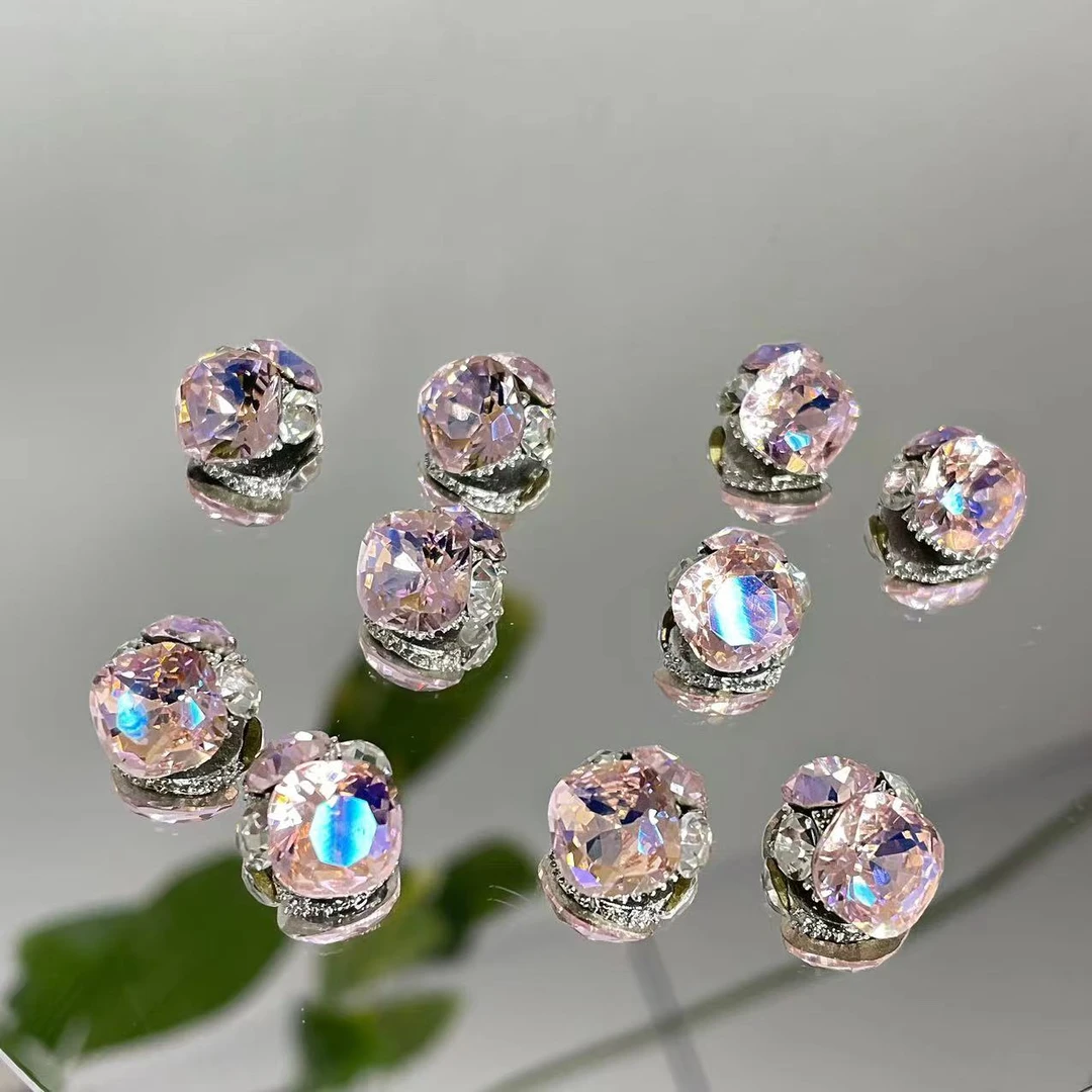 5颗春柚美甲饰品高品肥方钻超闪成品爆闪粉月光肥方堆堆钻