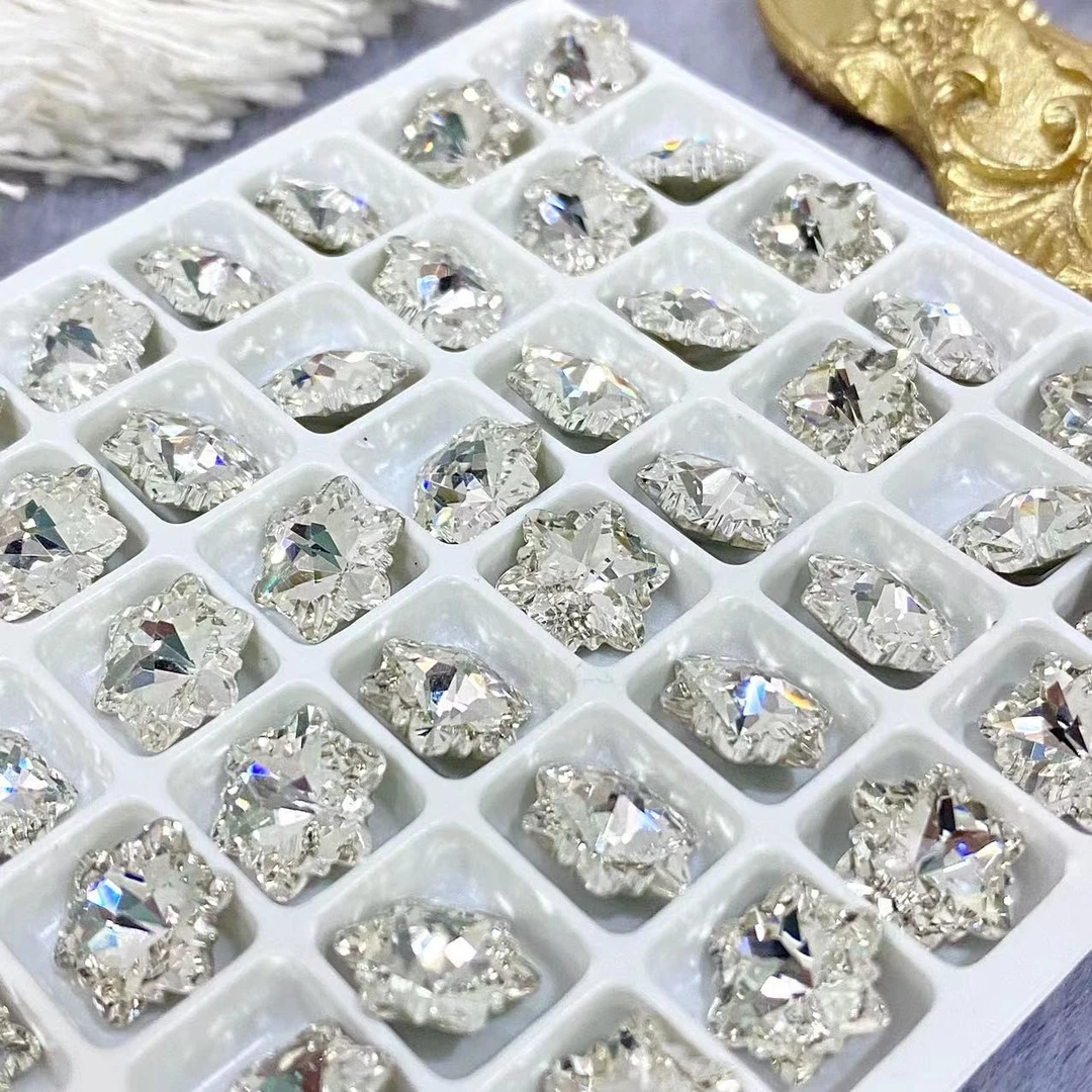 （20颗）美甲饰品 春柚美甲网红高顶高闪白色雪花K9美甲钻8*8mm